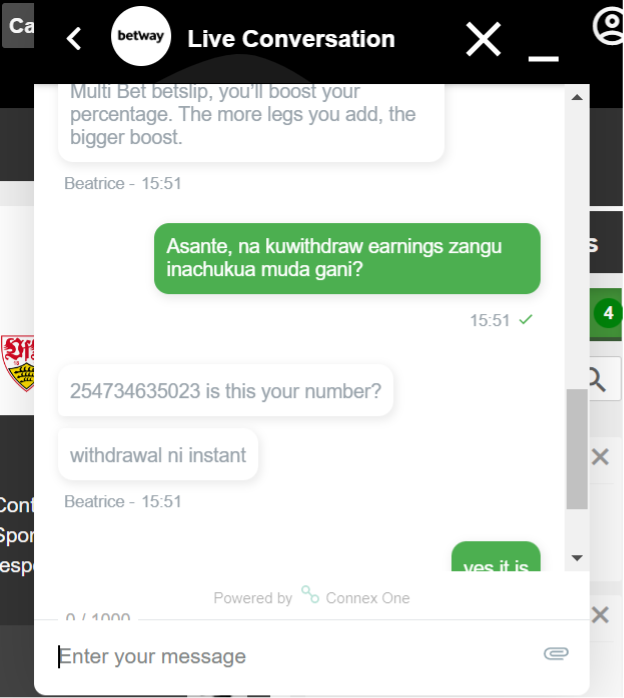 Betway Live Chat Swahili