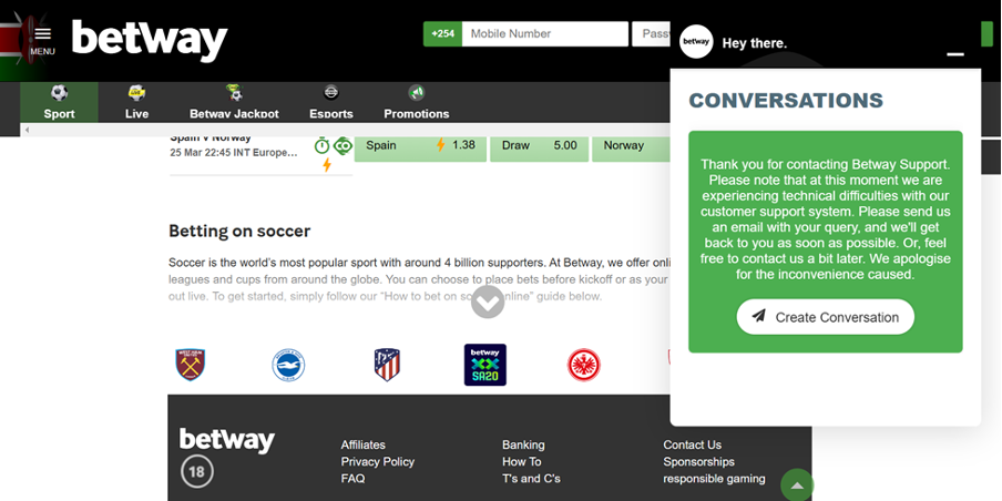 Betway Live Chat