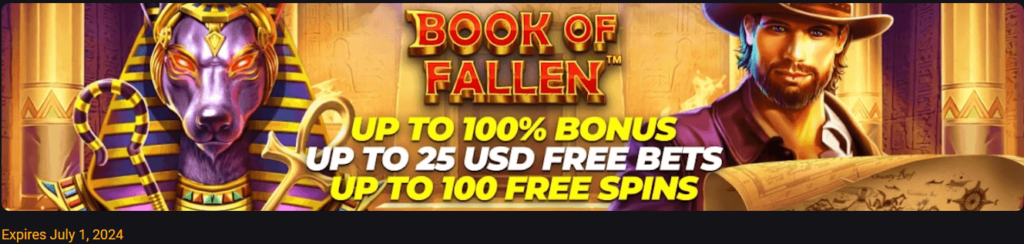Book of Fallen bonus offer at Cyber.bet