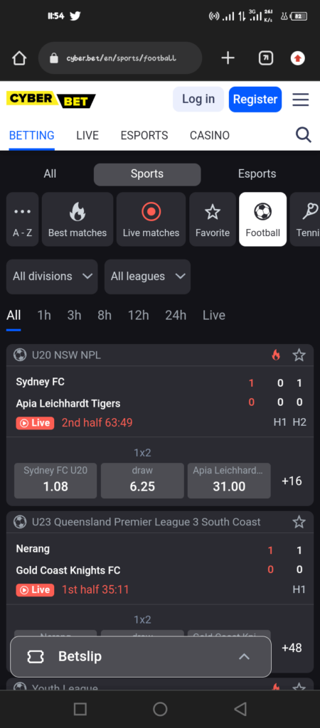 Cyber.bet mobile version
