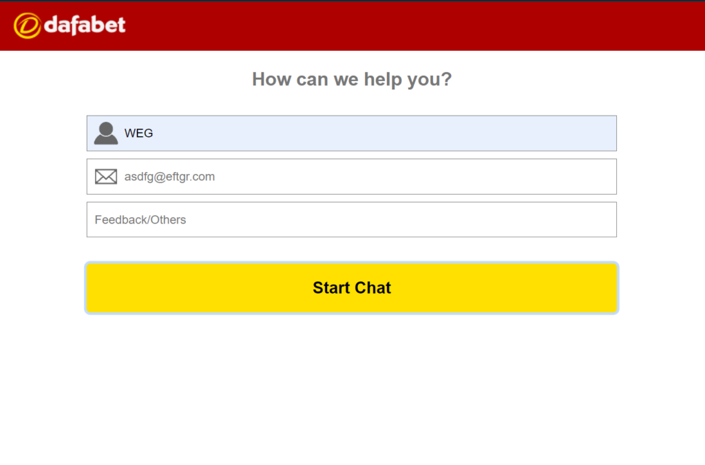 Dafabet’s live chat page