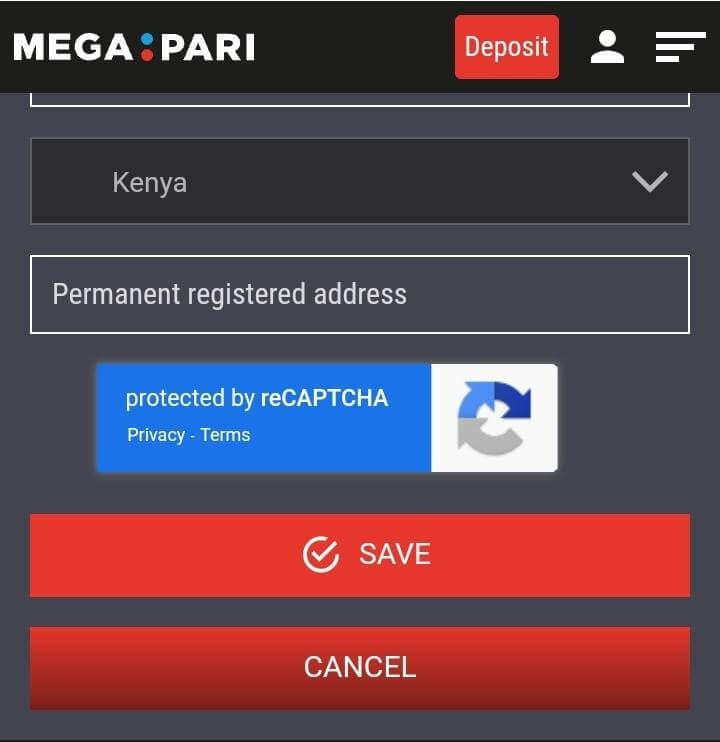 Save personal details Megapari kenya