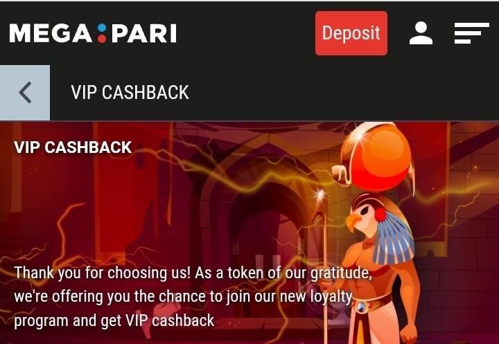 VIP cashback Megapari kenya