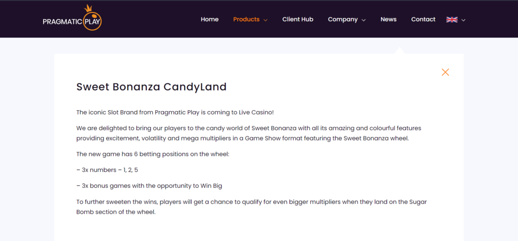 information on Sweet Bonanza Candyland at the official Pragmatic Play’s website