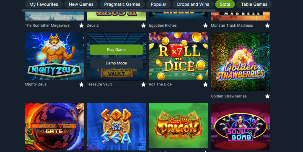 play game and demo mode options of a slot game at Betika