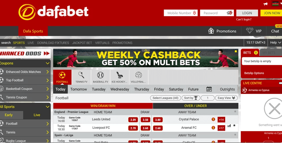 Dafabets homepage 1