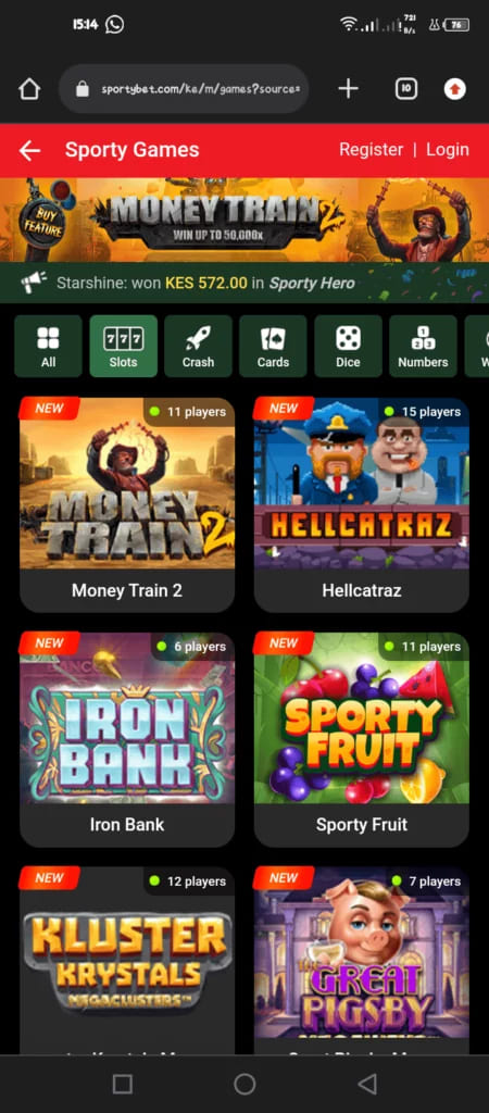 slot section at SportyBet